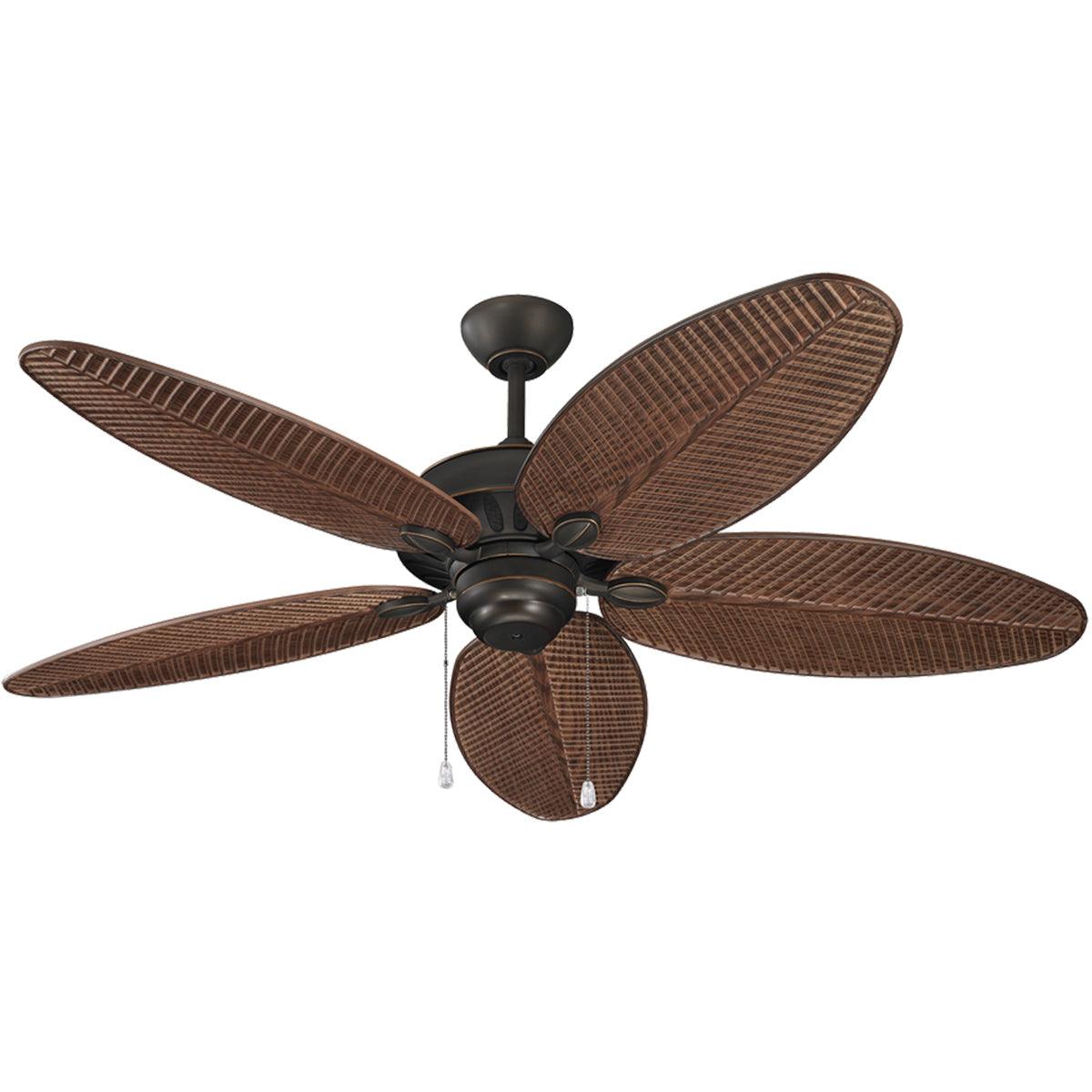 Cruise 52 In. Outdoor Tropical Leaf Blades Ceiling Fan with Pull Chain - Bees Lighting