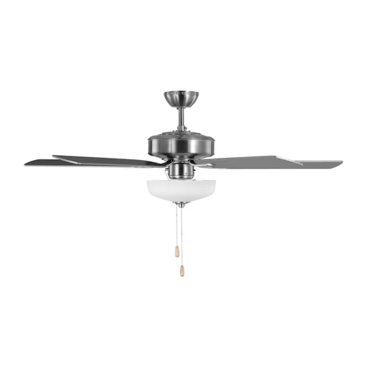 Linden 52" Brushed Steel LED Dual Mount Ceiling Fan with Pull Chain - Bees Lighting