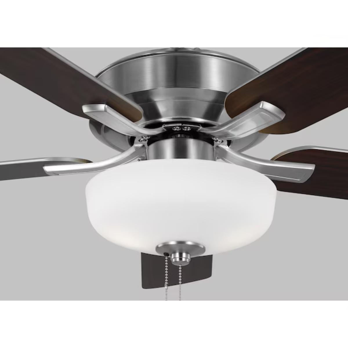 Linden 52" Brushed Steel LED Dual Mount Ceiling Fan with Pull Chain - Bees Lighting
