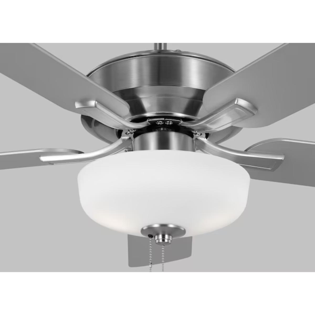 Linden 52" Brushed Steel LED Dual Mount Ceiling Fan with Pull Chain - Bees Lighting