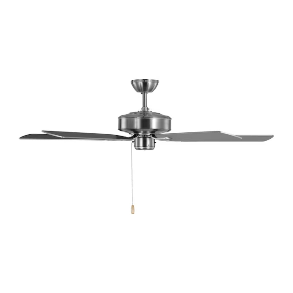 Linden 52" Brushed Steel Dual Mount Ceiling Fan with Pull Chain - Bees Lighting