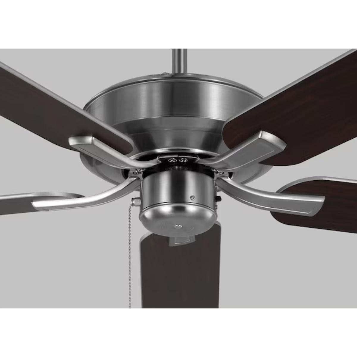 Linden 52" Brushed Steel Dual Mount Ceiling Fan with Pull Chain - Bees Lighting