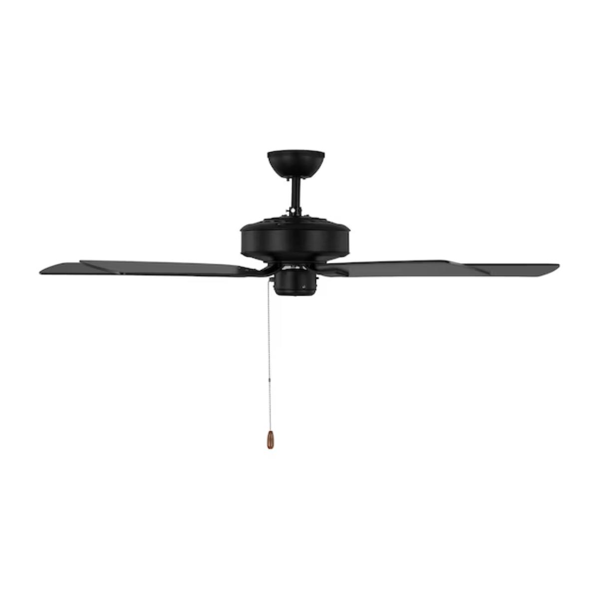 Linden 52" Black Dual Mount Ceiling Fan with Pull Chain - Bees Lighting