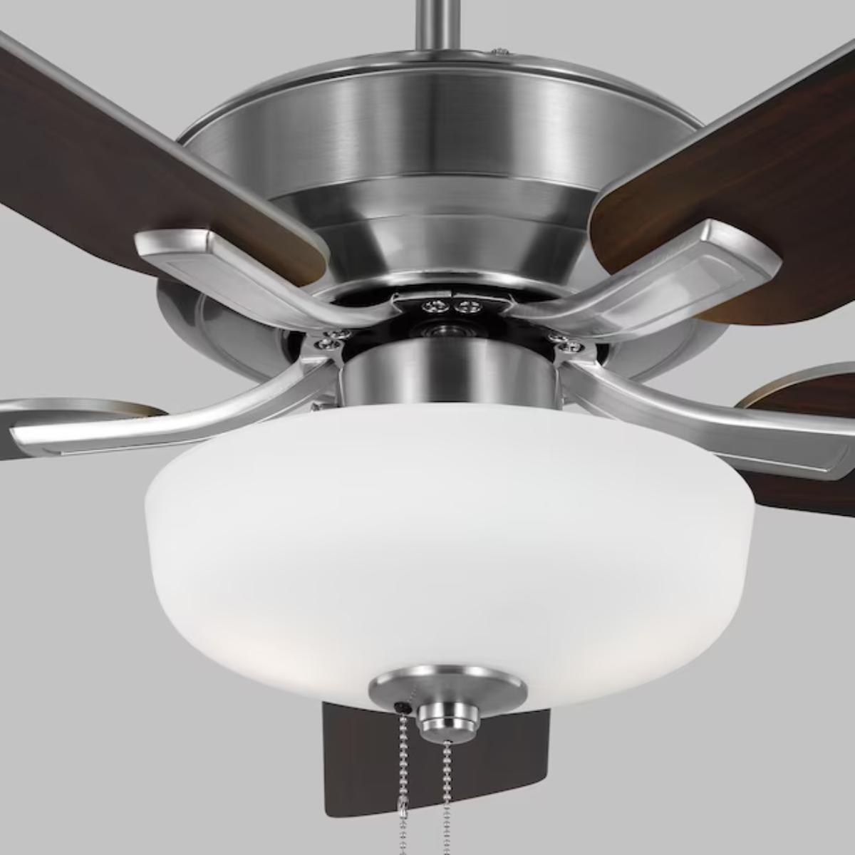 Linden DC 52" Brushed Steel LED Dual Mount Ceiling Fan with Pull Chain - Bees Lighting