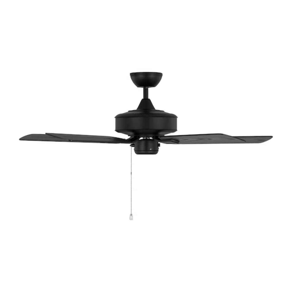 Linden Outdoor 44" Black Dual Mount Ceiling Fan with Pull Chain