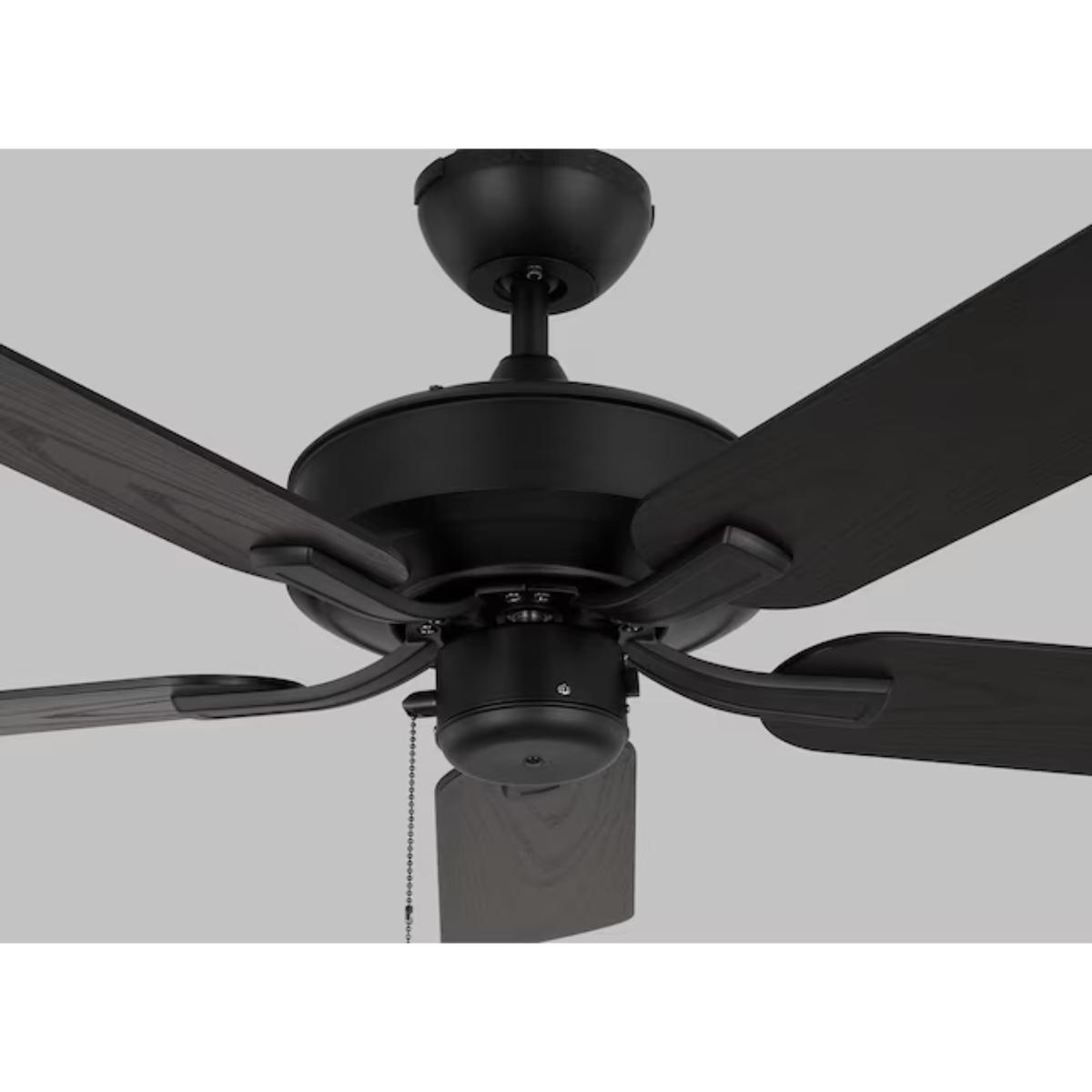 Linden Outdoor 44" Black Dual Mount Ceiling Fan with Pull Chain
