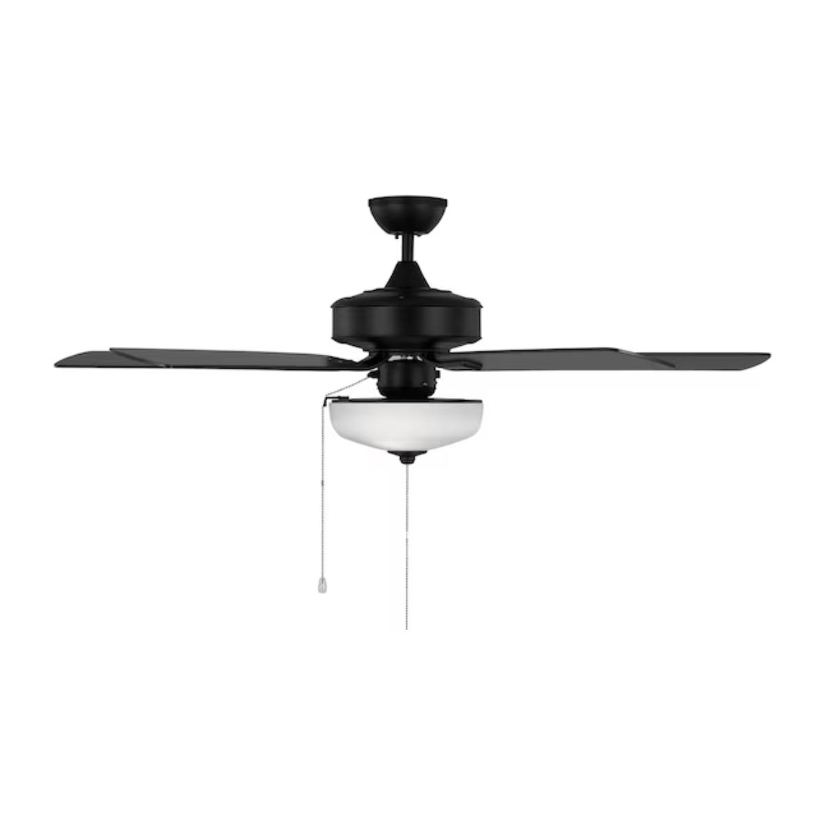 Linden Outdoor 52" Black LED Dual Mount Ceiling Fan with Pull Chain - Bees Lighting