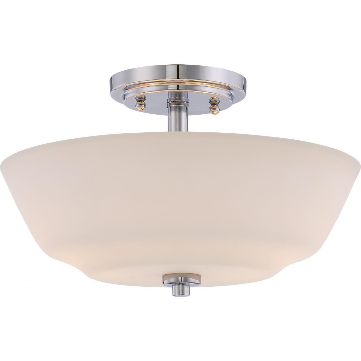 Willow 13 in. 2 Lights Semi Flush Mount Light Polished Nickel finish - Bees Lighting