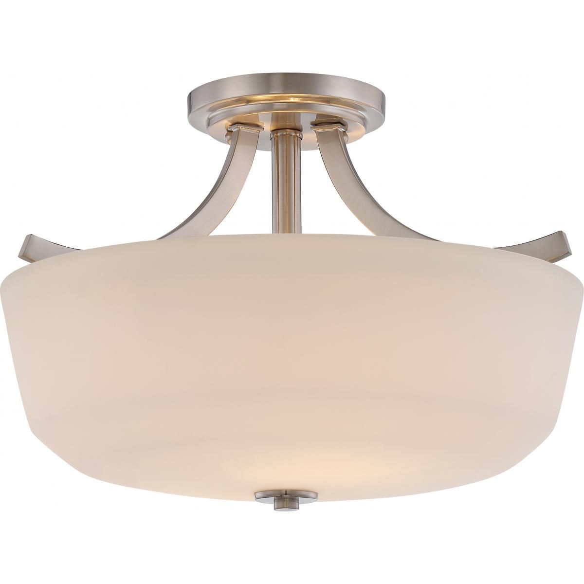 Laguna 15 in. 2 Lights Semi Flush Mount Light Brushed Nickel finish - Bees Lighting