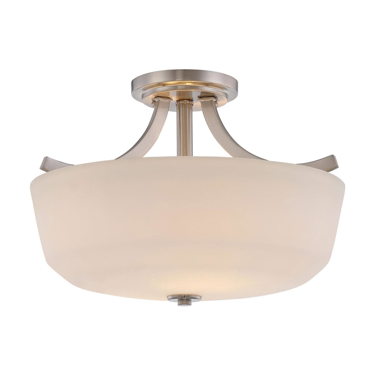 Laguna 15 in. 2 Lights Semi-Flush Mount Light, White Glass - Bees Lighting