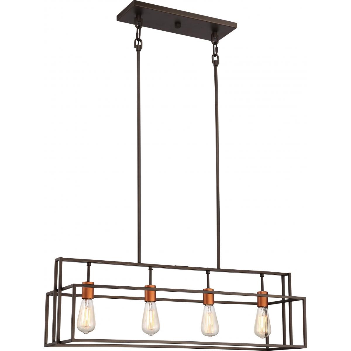 Lake 36 in. 4 Lights Pendant Light Bronze Finish - Bees Lighting