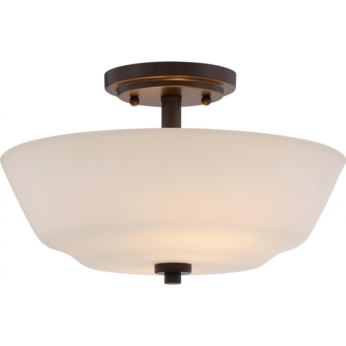 Willow 13 in. 2 Lights Semi Flush Mount Light Aged Bronze finish - Bees Lighting