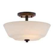 Willow 13 in. 2 Lights Semi Flush Mount Light, White Glass - Bees Lighting