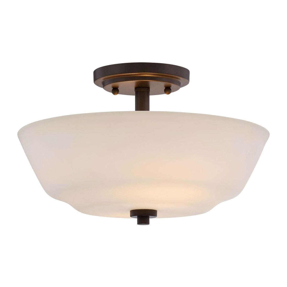 Willow 13 in. 2 Lights Semi Flush Mount Light, White Glass - Bees Lighting