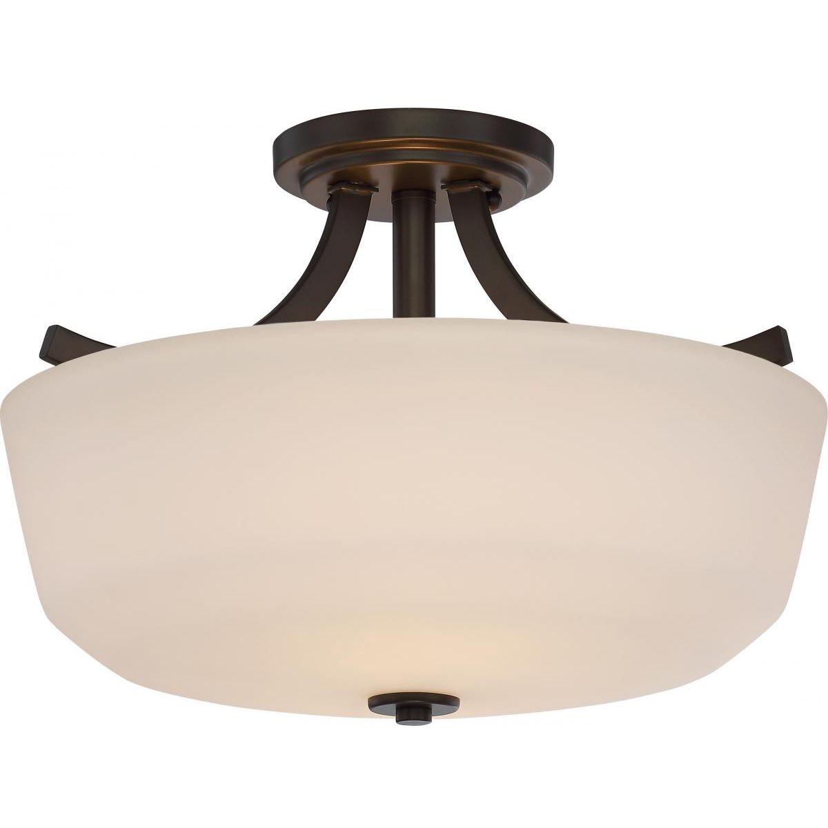Laguna 15 in. 2 Lights Semi-Flush Mount Light, White Glass - Bees Lighting