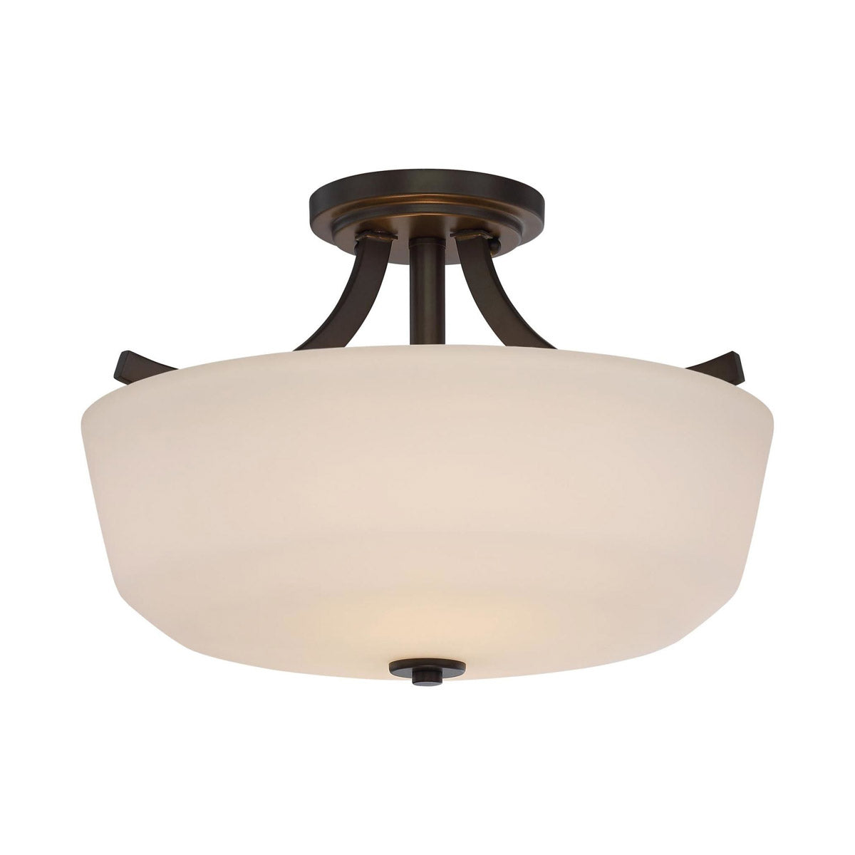 Laguna 15 in. 2 Lights Semi-Flush Mount Light, White Glass - Bees Lighting