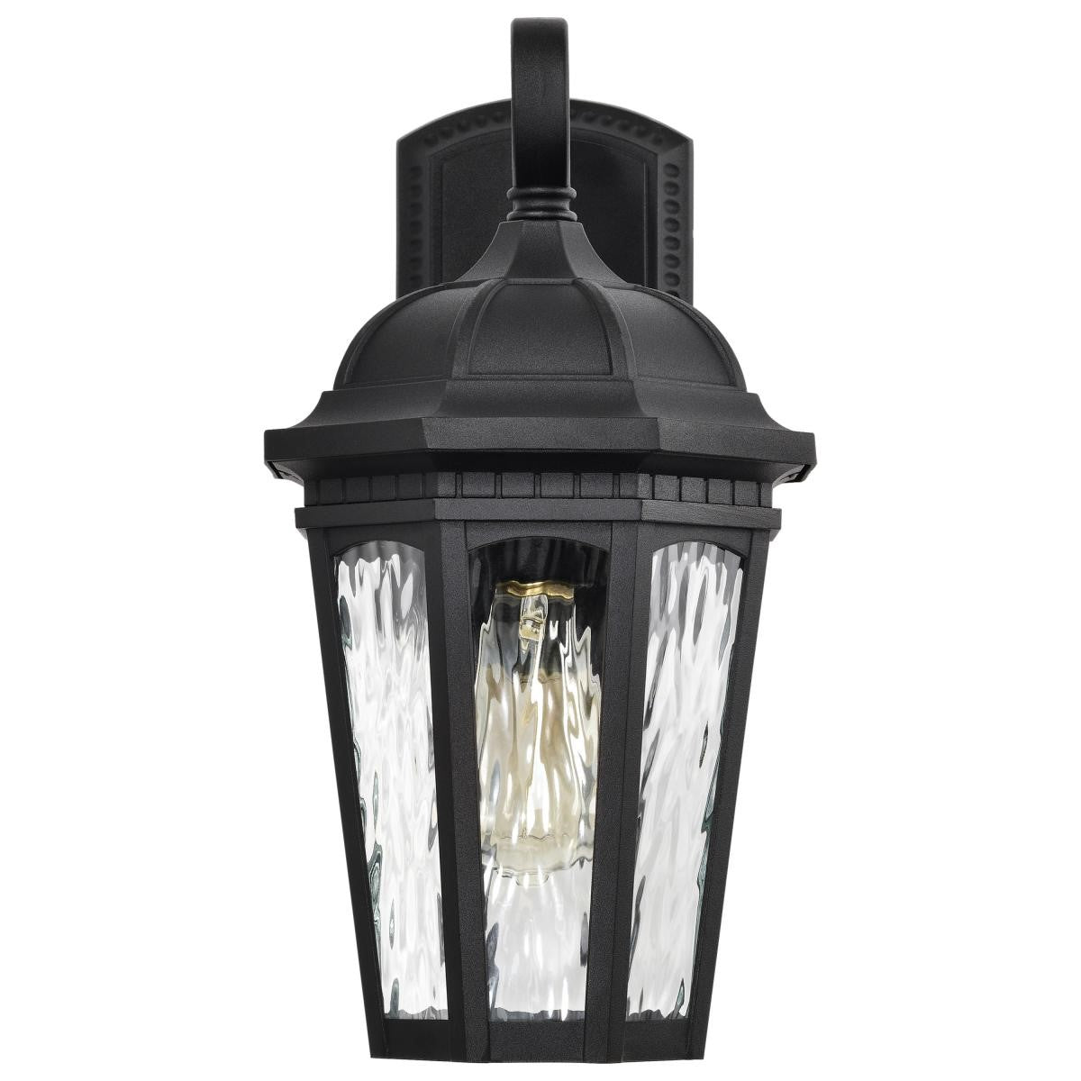 East River Outdoor Wall Light, Matte Black Finish, Clear Water Glass - Bees Lighting