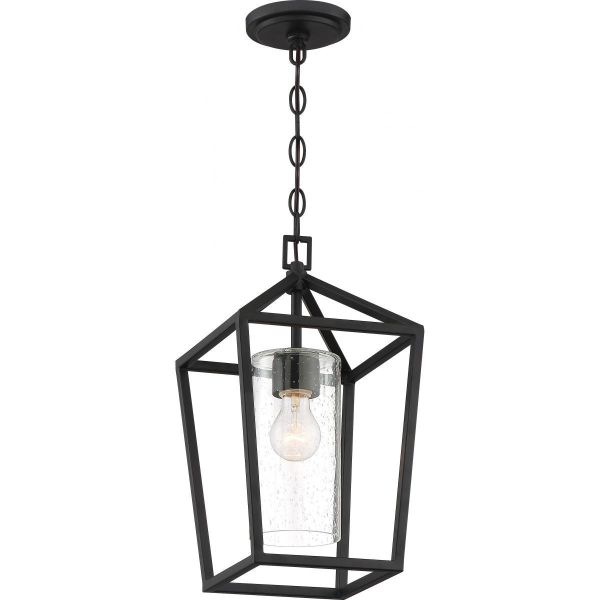 Hopewell 9 In. Outdoor Hanging Lantern Black finish