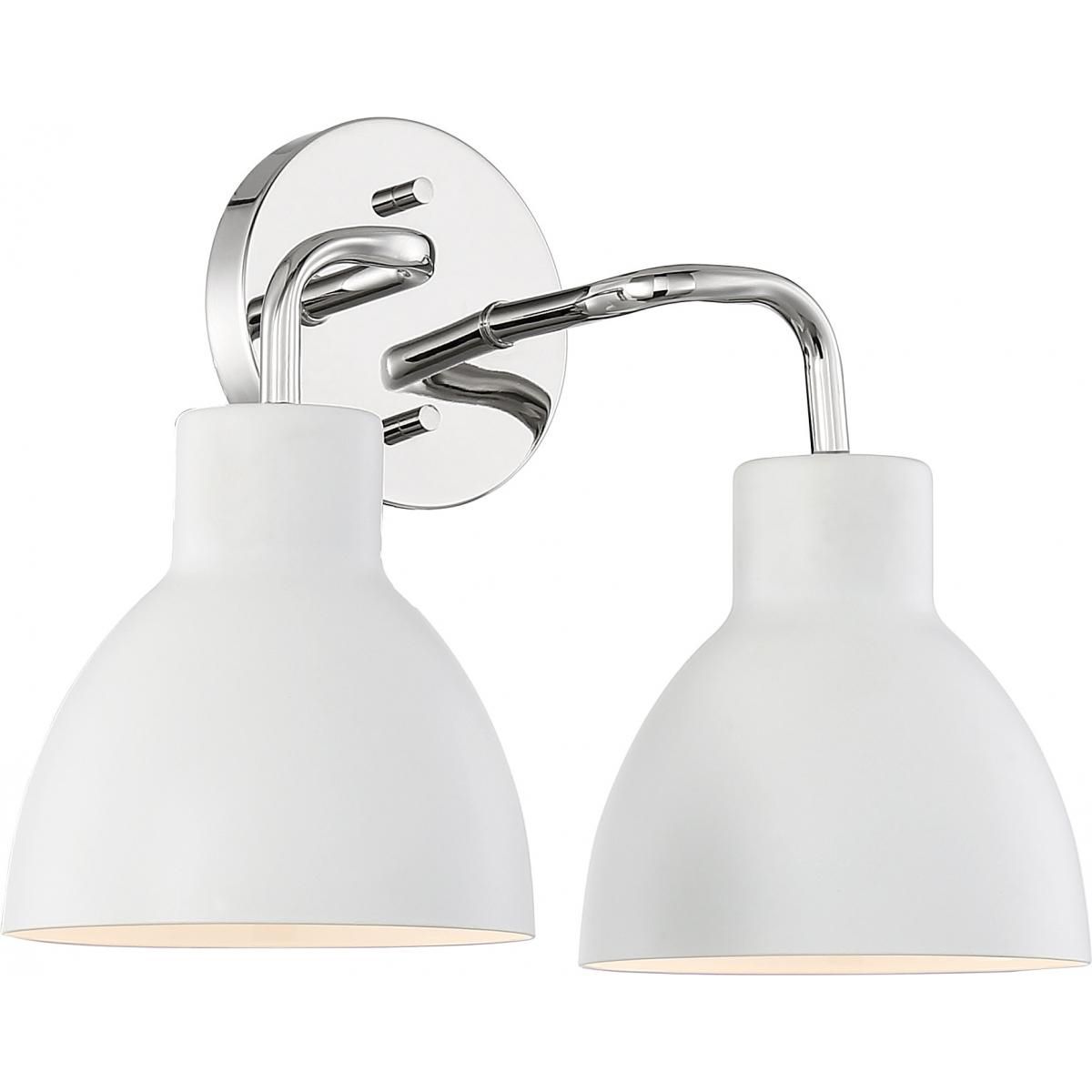 Sloan 14 in. 2 Lights Vanity Light White and Nickel Finish - Bees Lighting