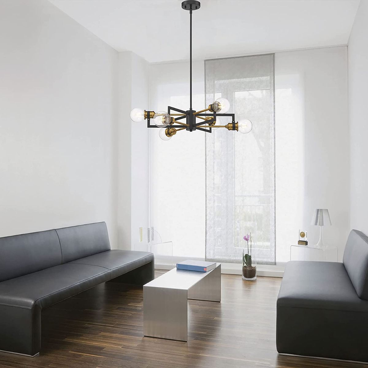 Intention 24 in. 6 Lights Chandelier Black Finish - Bees Lighting