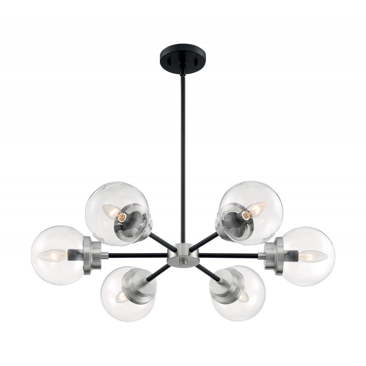 Axis 30 in. 6 Lights Chandelier, Clear Glass - Bees Lighting