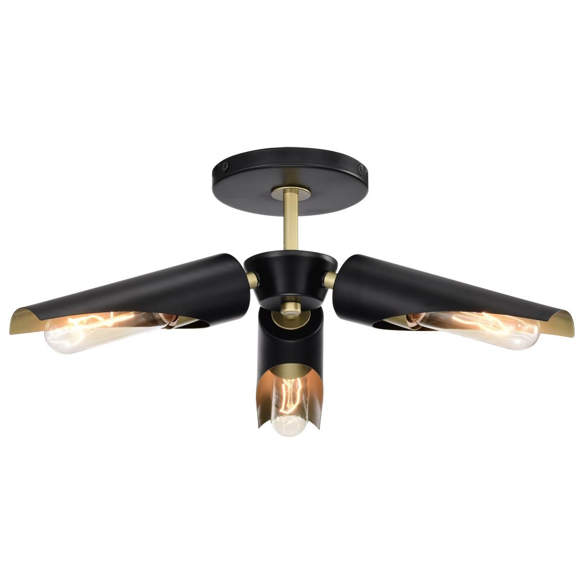 Marc 16 in. 2 lights Semi-flush Mount Light Matte Black Finish - Bees Lighting