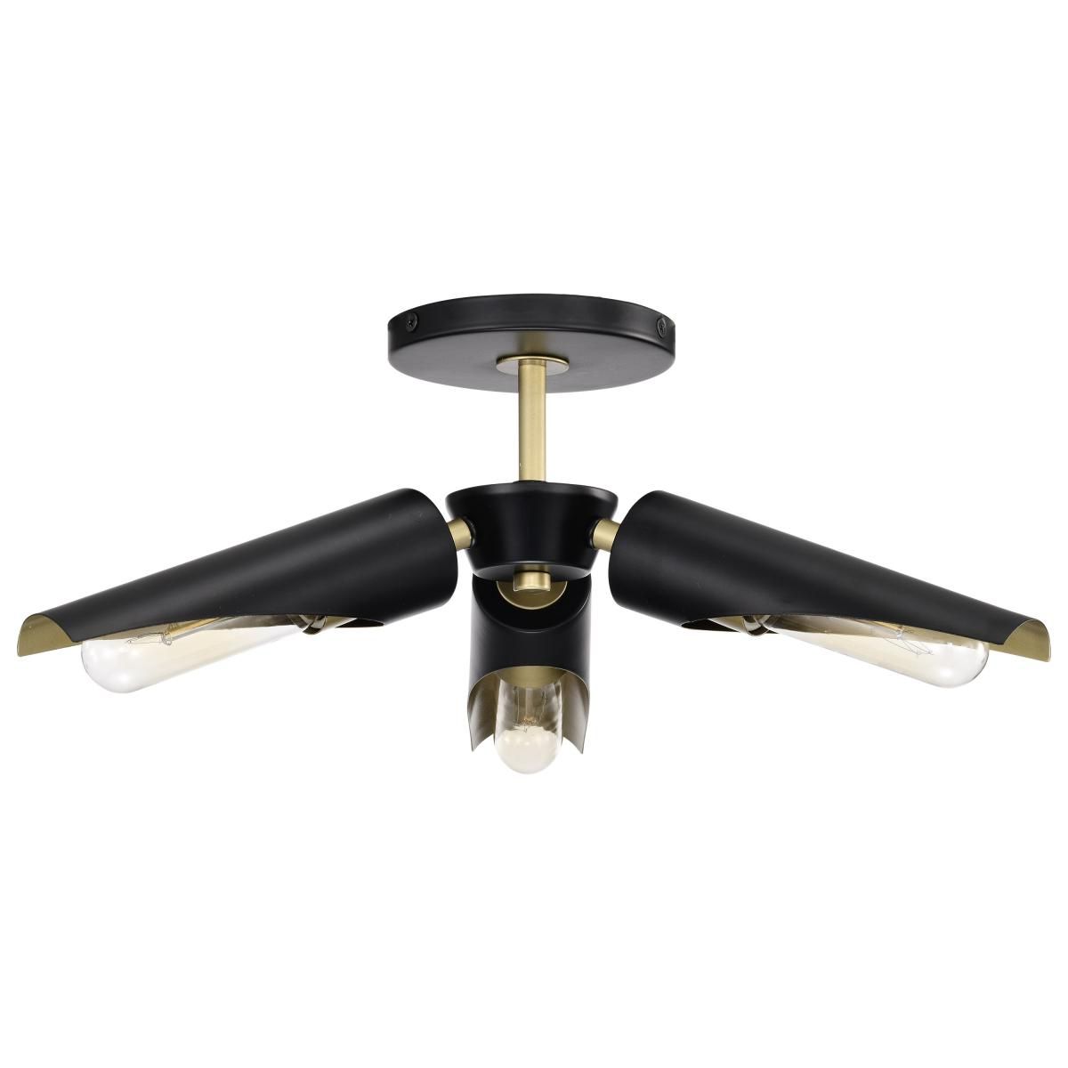 Marc 16 in. 2 lights Semi-flush Mount Light Matte Black Finish - Bees Lighting