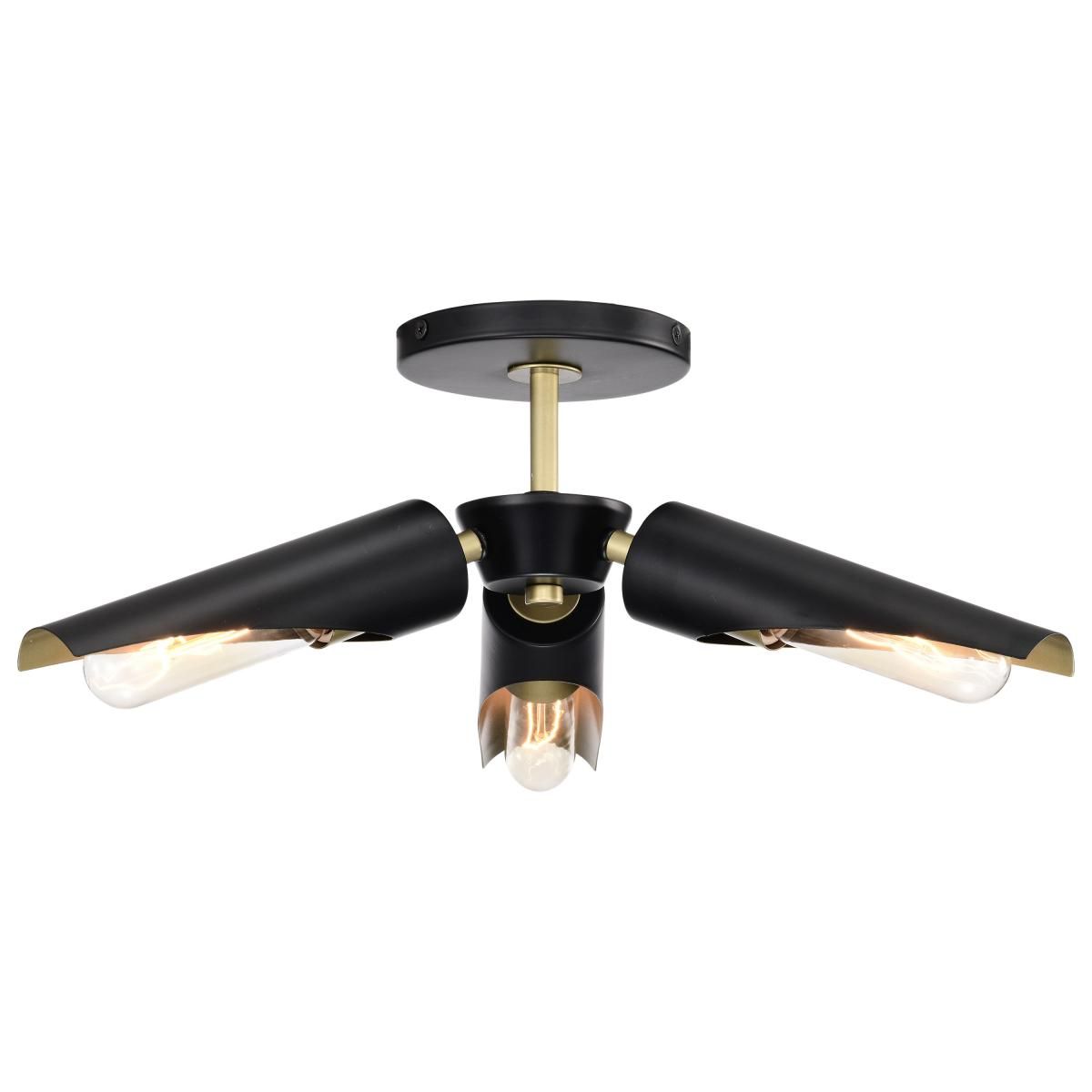 Marc 16 in. 2 lights Semi-flush Mount Light Matte Black Finish - Bees Lighting