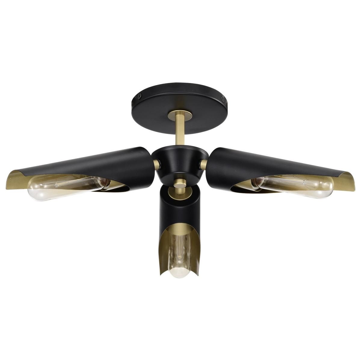 Marc 16 in. 2 lights Semi-flush Mount Light Matte Black Finish - Bees Lighting