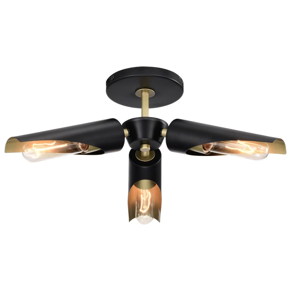 Marc 16 in. 2 lights Semi-flush Mount Light Matte Black Finish - Bees Lighting