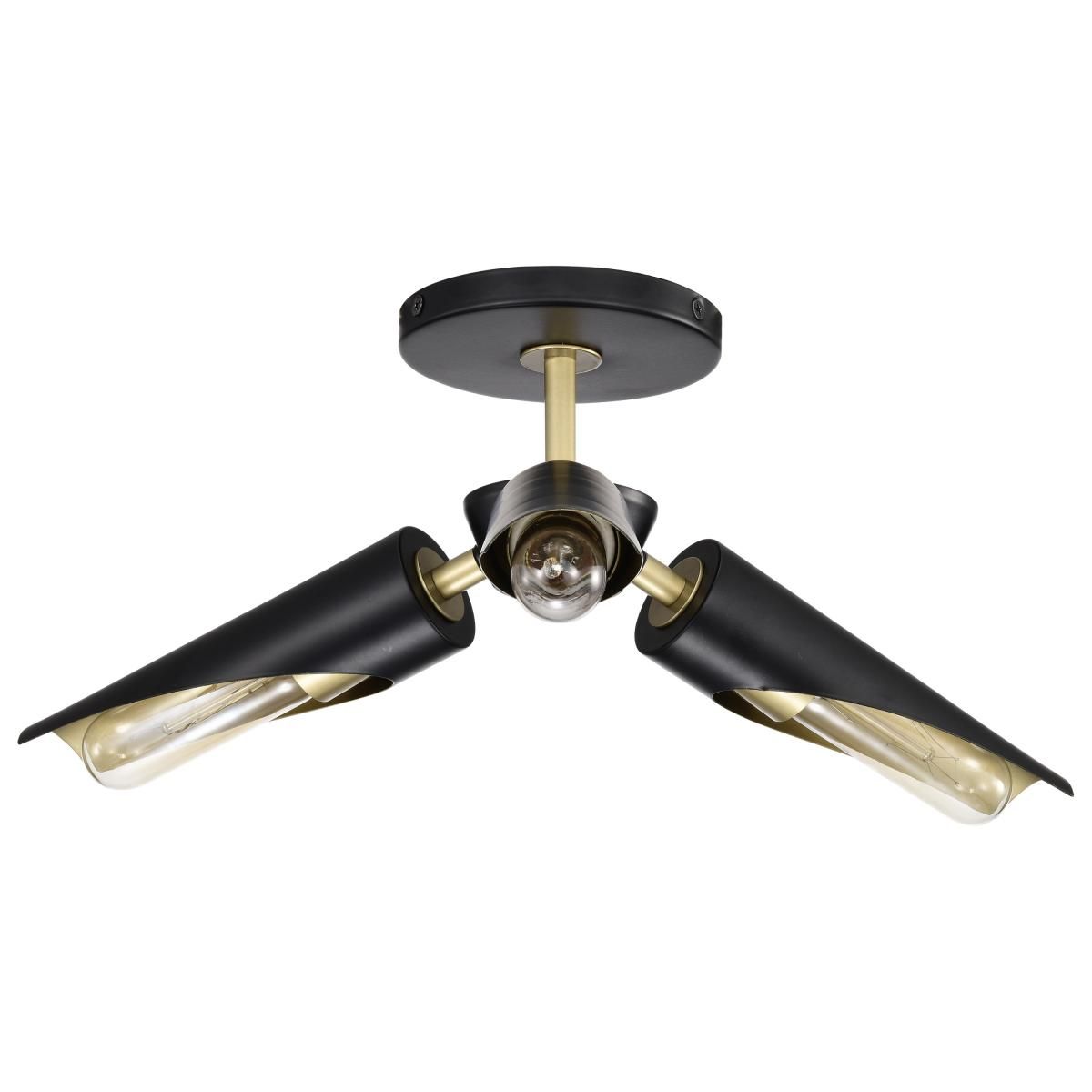 Marc 16 in. 2 lights Semi-flush Mount Light Matte Black Finish - Bees Lighting