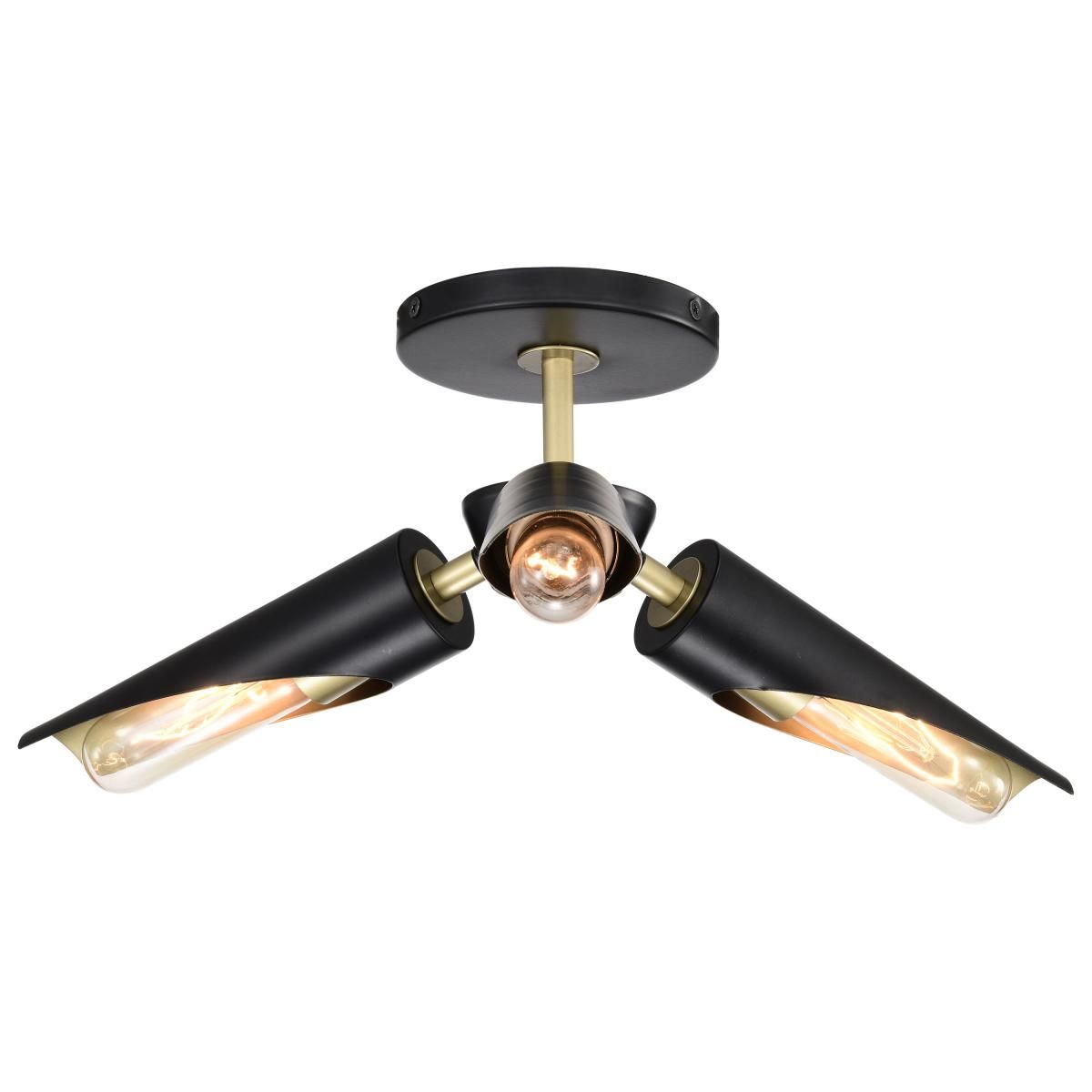 Marc 16 in. 2 lights Semi-flush Mount Light Matte Black Finish - Bees Lighting
