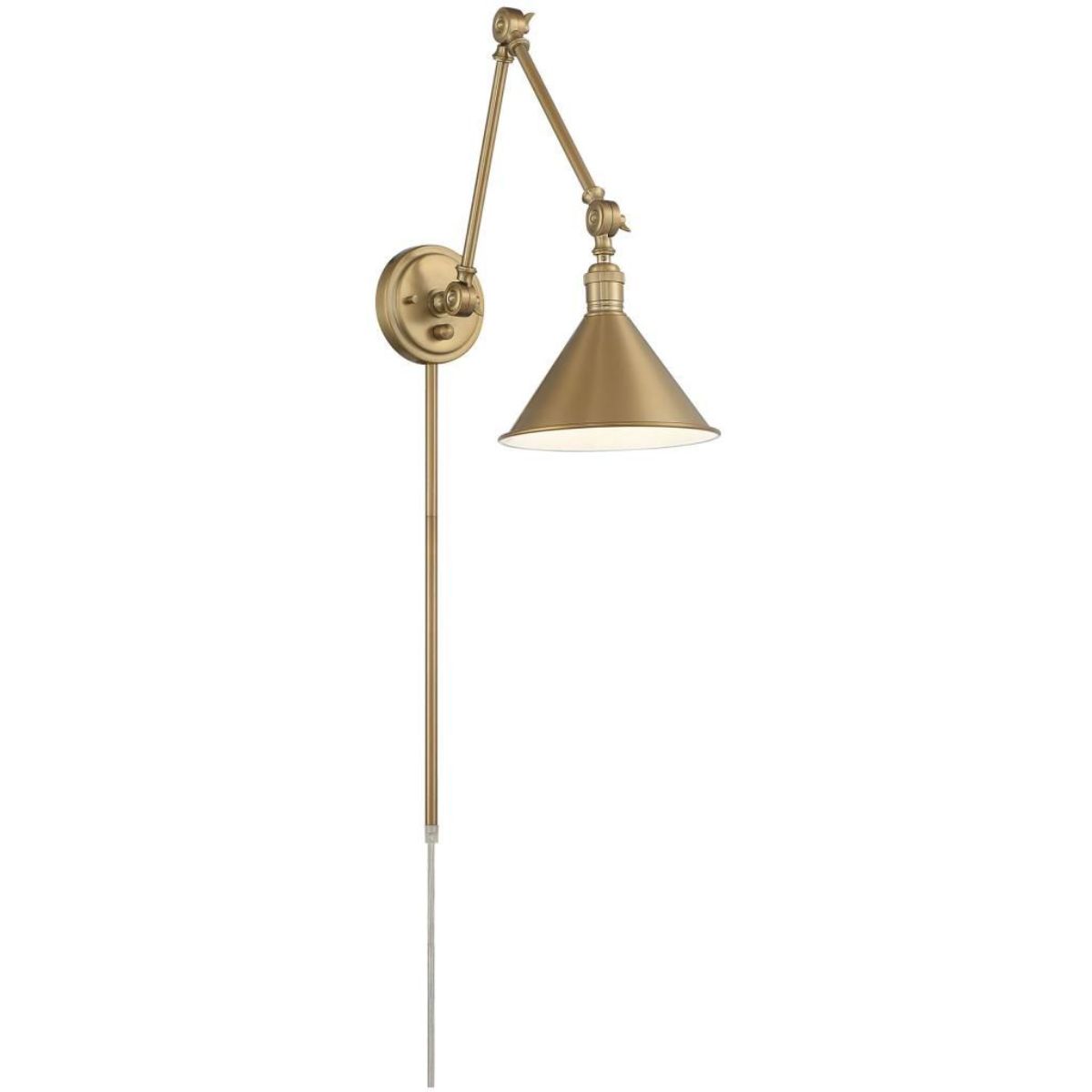 Delancey Plug In Swing Arm Wall Sconce Vintage Brass - Bees Lighting