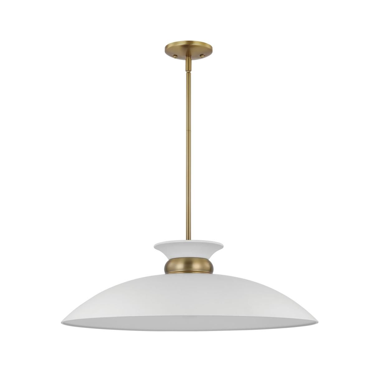 Perkins 24 in. Pendant Light Matte White with Polished Nickel