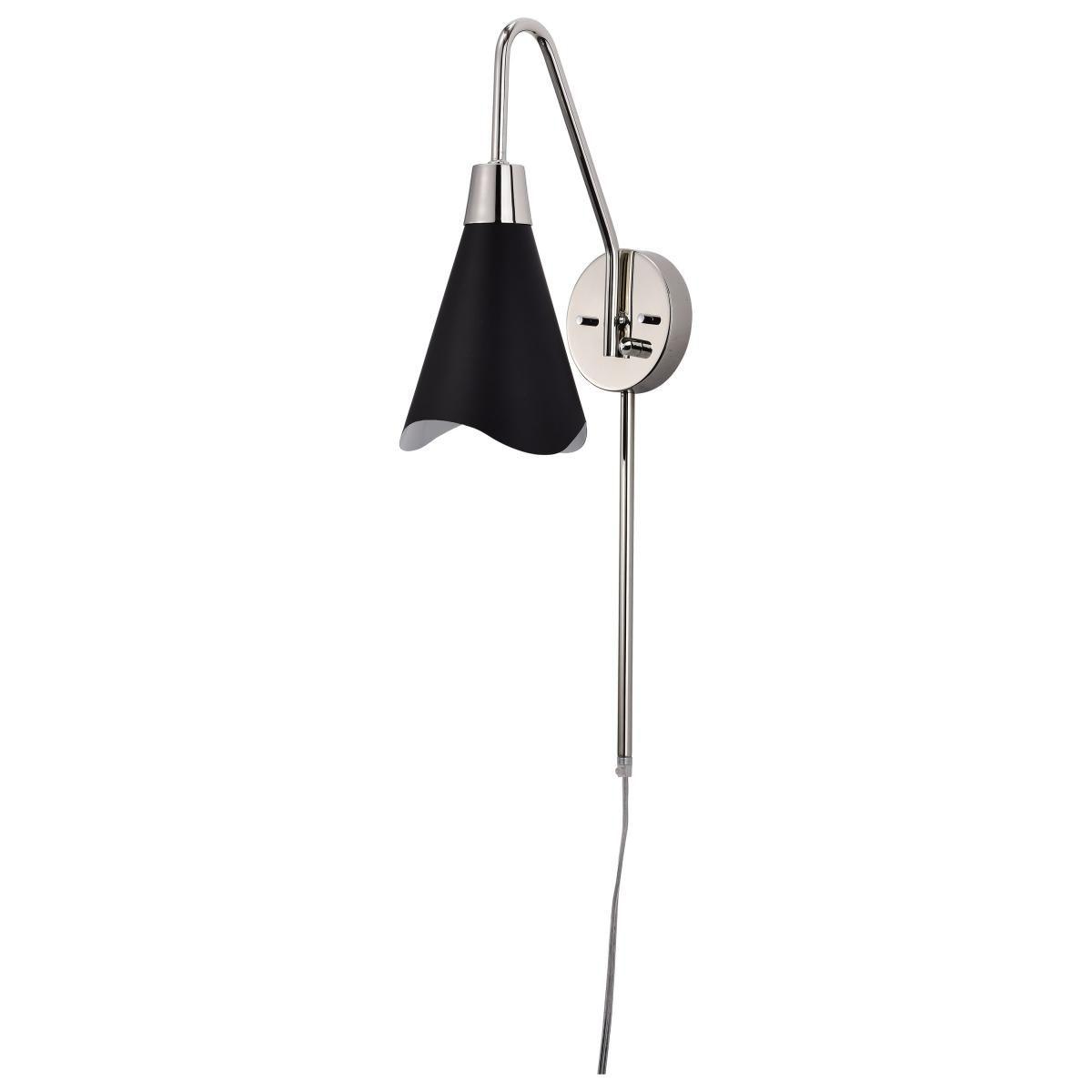 Tango 6 in. Armed Sconce Matte Black with Polished Nickel