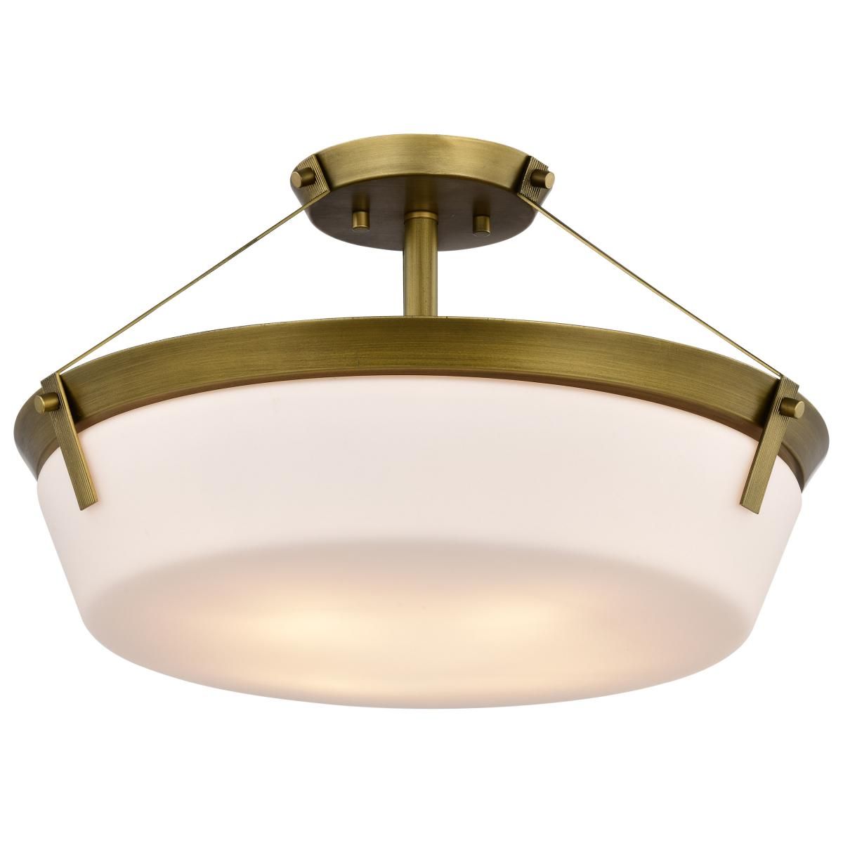 Rowen Semi-flush Mount Light, Etched White Glass - Bees Lighting