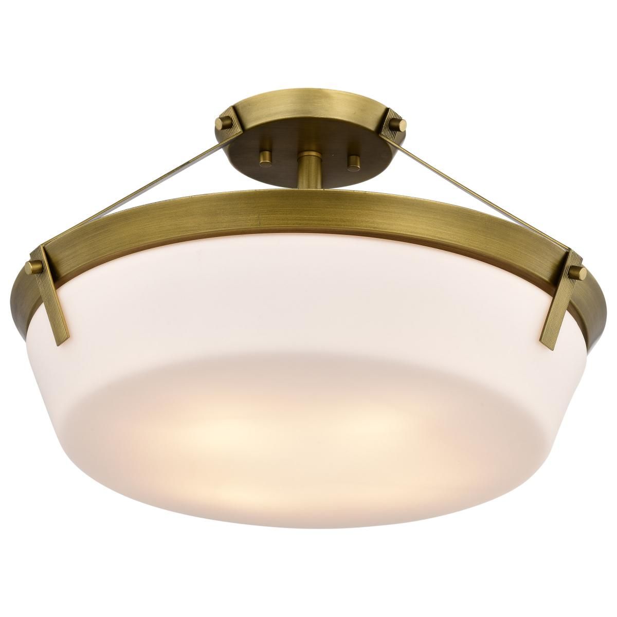 Rowen 19 in. 4 lights Semi-flush Mount Light Natural Brass Finish - Bees Lighting
