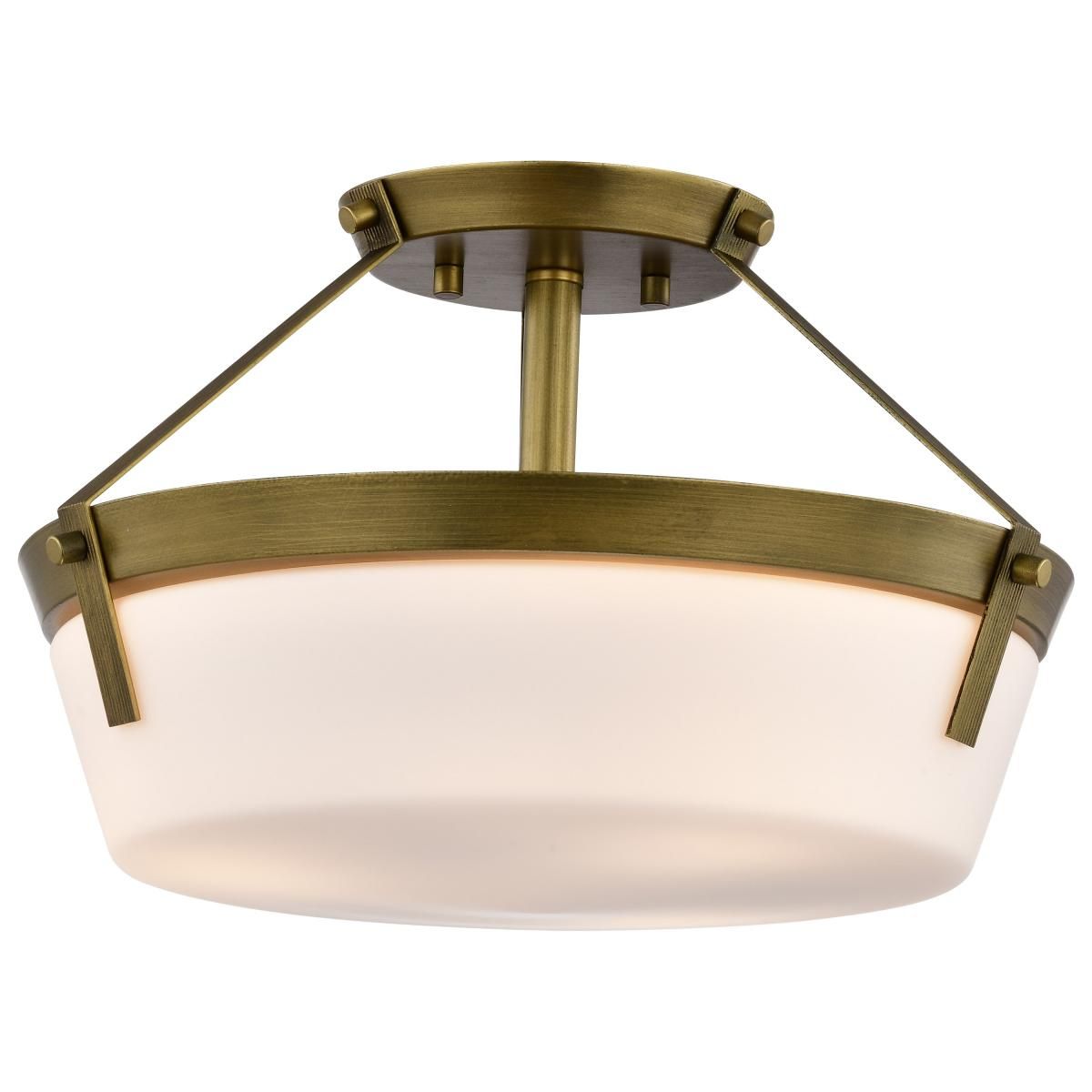Rowen Semi-flush Mount Light, Etched White Glass - Bees Lighting