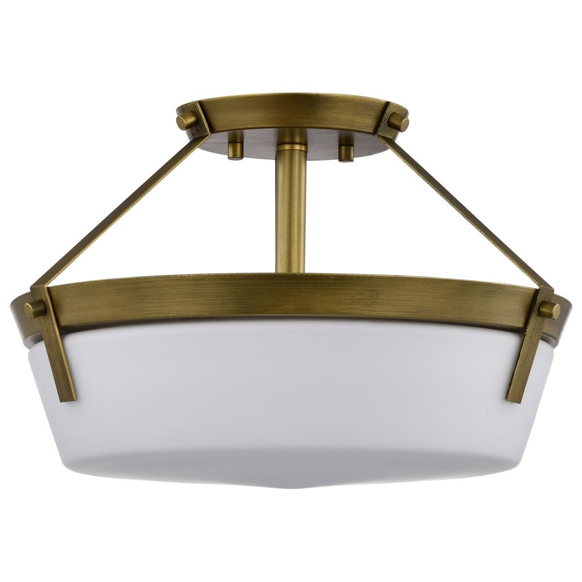 Rowen 15 in. 3 lights Semi-flush Mount Light Natural Brass Finish - Bees Lighting