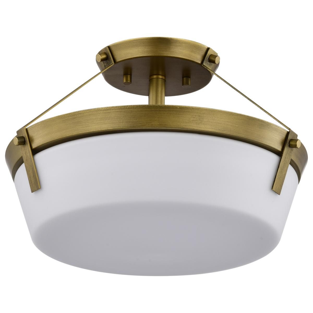 Rowen 15 in. 3 lights Semi-flush Mount Light Natural Brass Finish - Bees Lighting