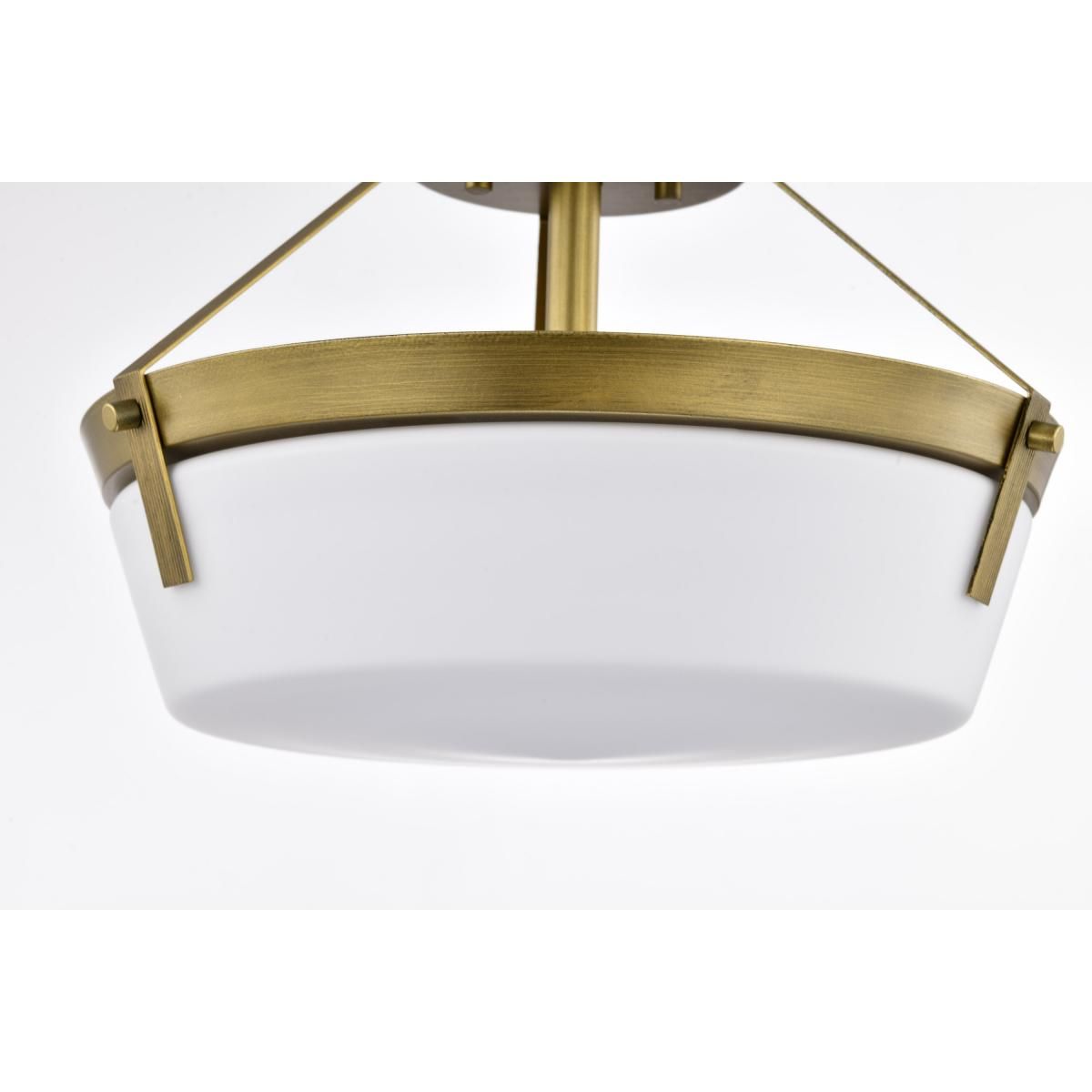 Rowen 15 in. 3 lights Semi-flush Mount Light Natural Brass Finish - Bees Lighting