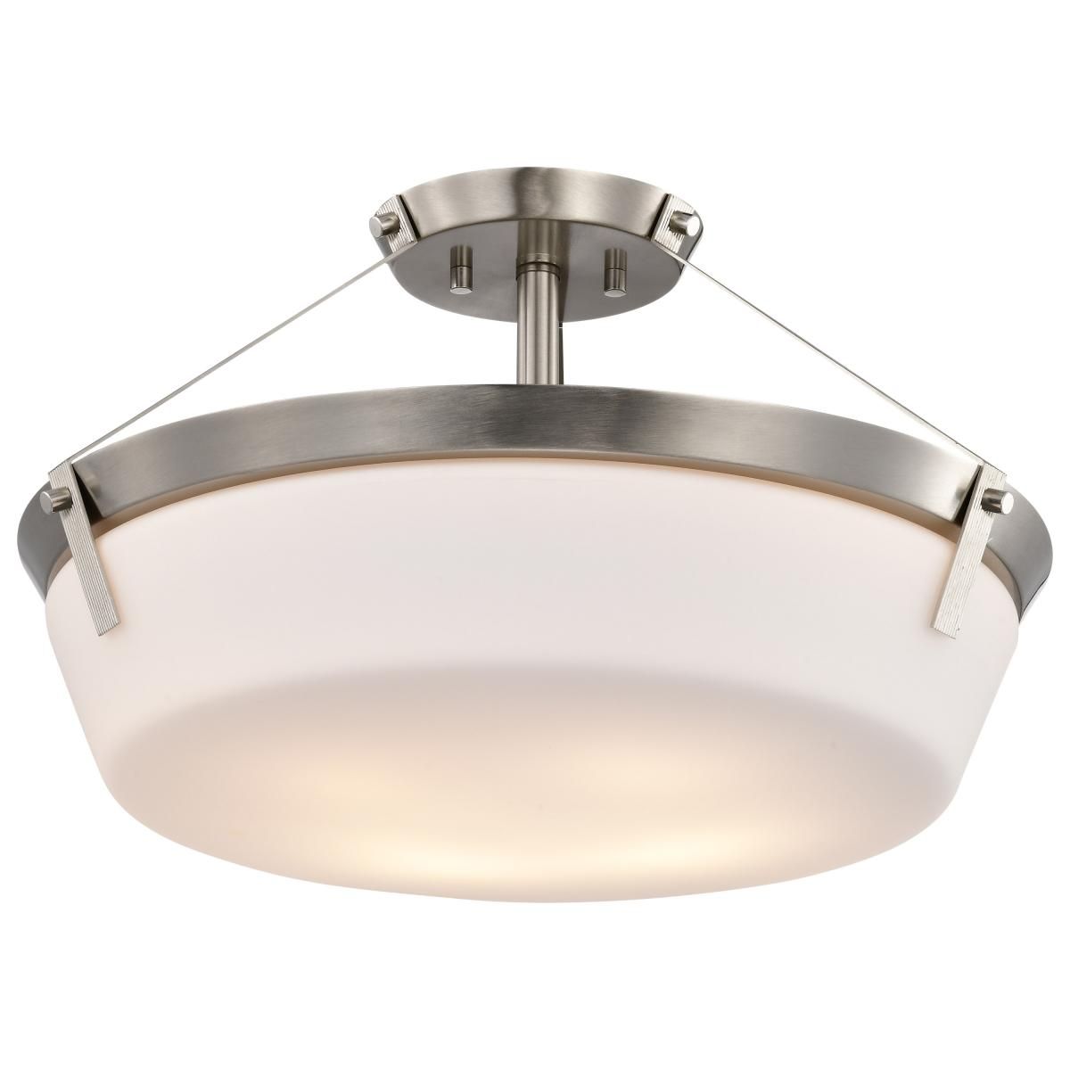 Rowen Semi-flush Mount Light, Etched White Glass - Bees Lighting
