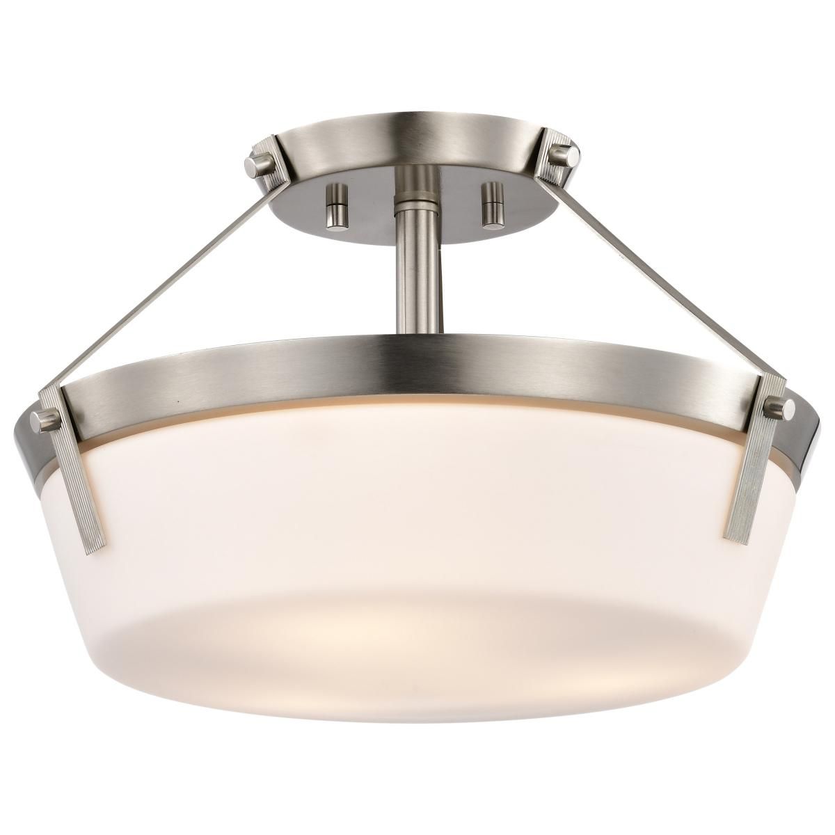 Rowen Semi-flush Mount Light, Etched White Glass - Bees Lighting