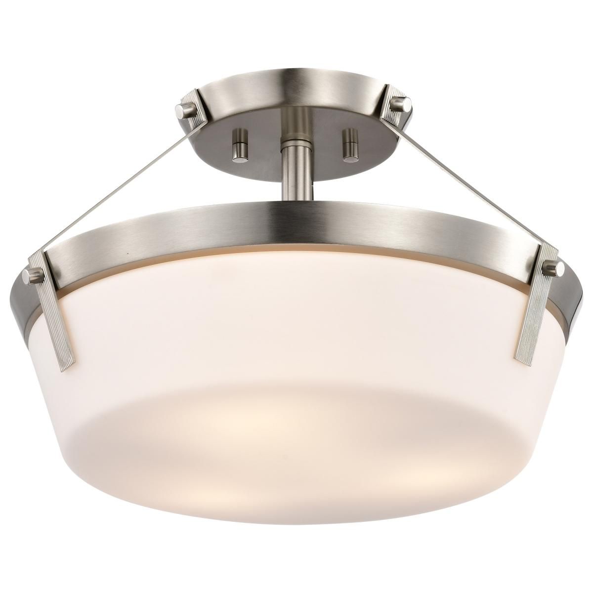 Rowen 15 in. 3 lights Semi-flush Mount Light Brushed Nickel Finish - Bees Lighting