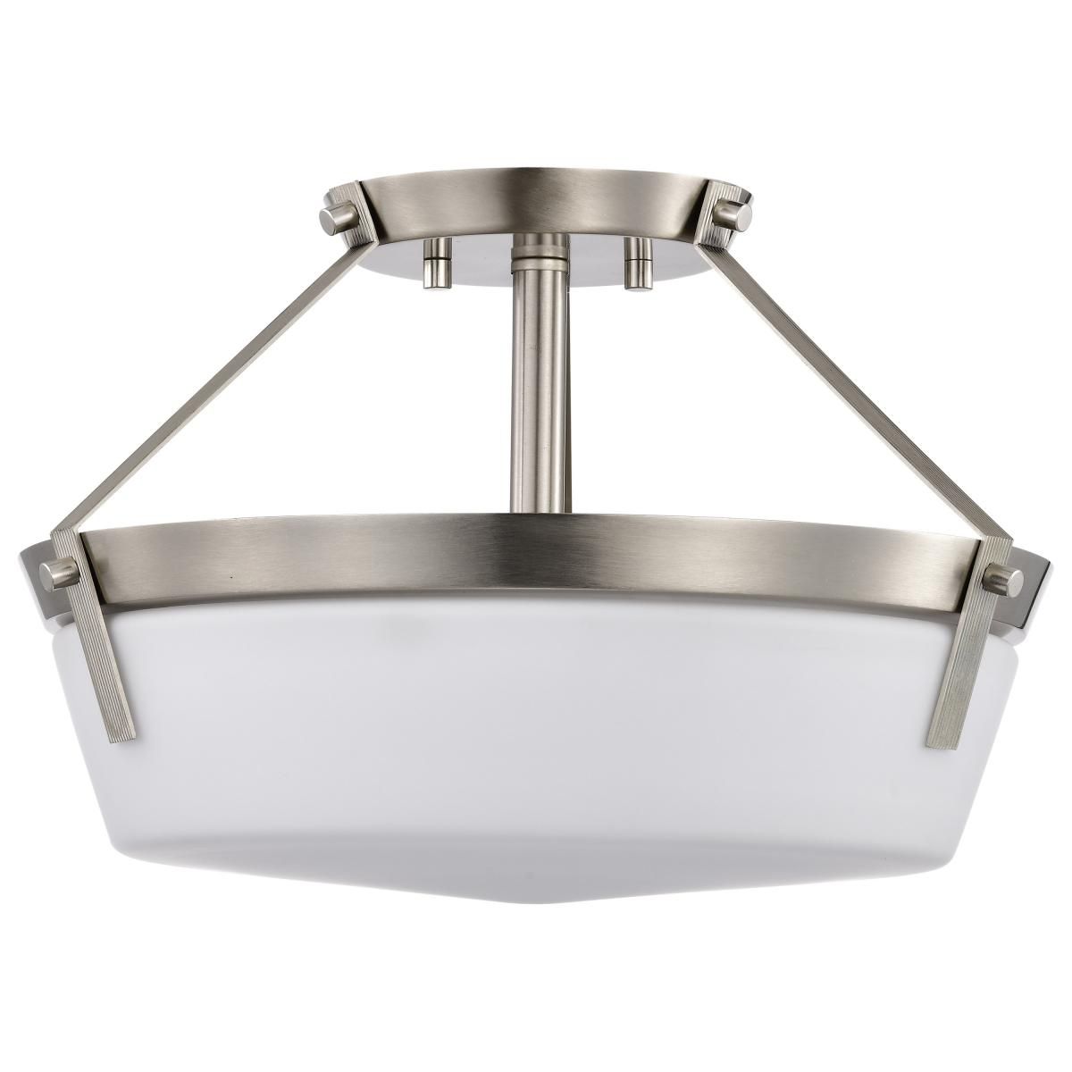 Rowen 15 in. 3 lights Semi-flush Mount Light Brushed Nickel Finish - Bees Lighting