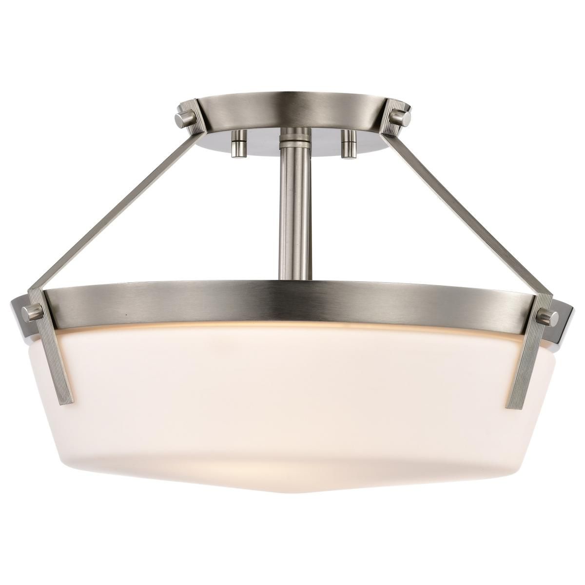 Rowen 15 in. 3 lights Semi-flush Mount Light Brushed Nickel Finish - Bees Lighting