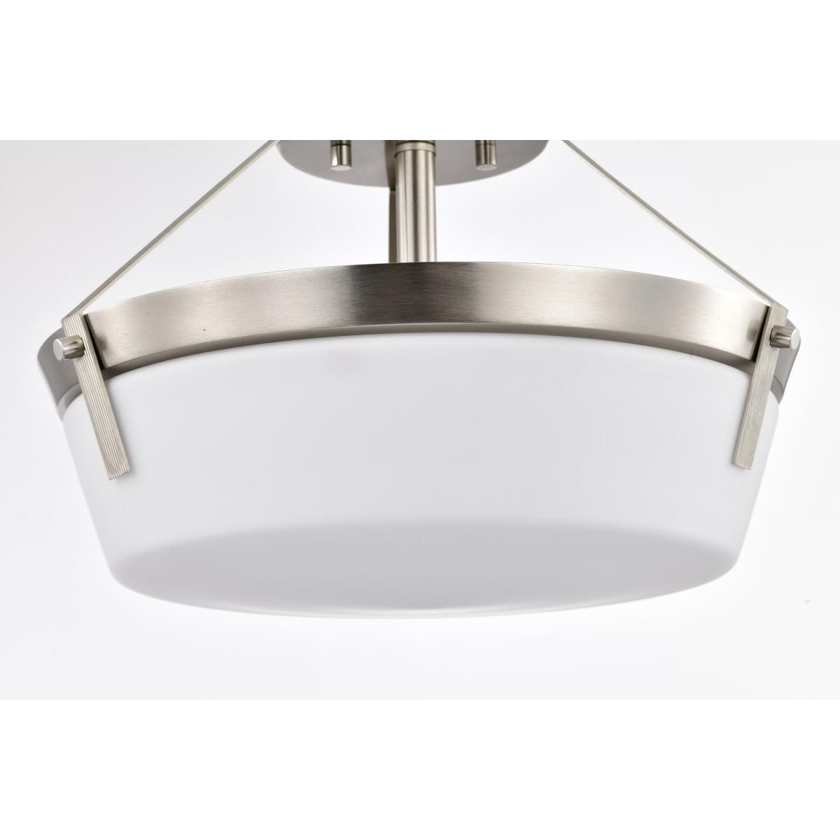 Rowen 15 in. 3 lights Semi-flush Mount Light Brushed Nickel Finish - Bees Lighting