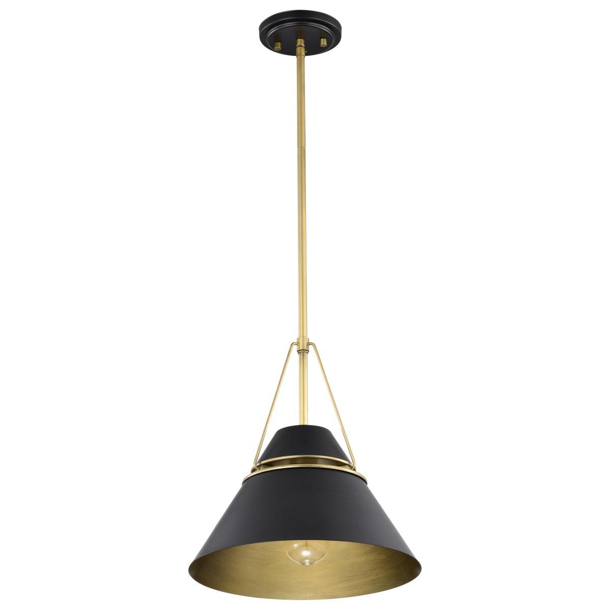 Adina 13 in. Pendant Light Matte Black and Natural Brass Finish - Bees Lighting