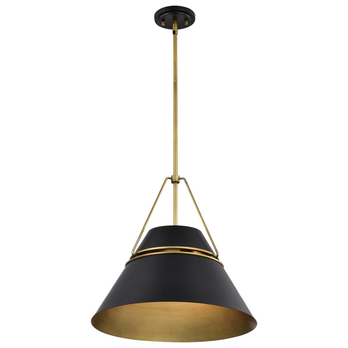 Adina 18 in. 3 lights Pendant Light Matte Black and Natural Brass Finish - Bees Lighting