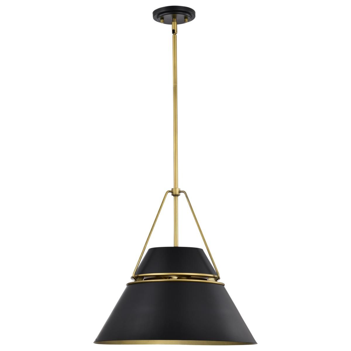 Adina 18 in. 3 lights Pendant Light Matte Black and Natural Brass Finish - Bees Lighting